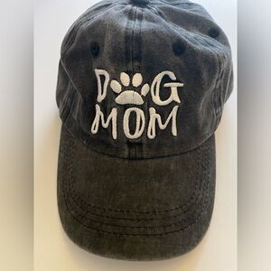 Dog Mom Distressed Black Denim Look Adjustable Baseball Cap Hat